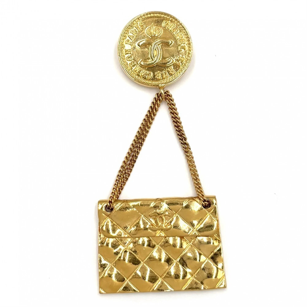 CHANEL Vintage Gold Logo Brooch